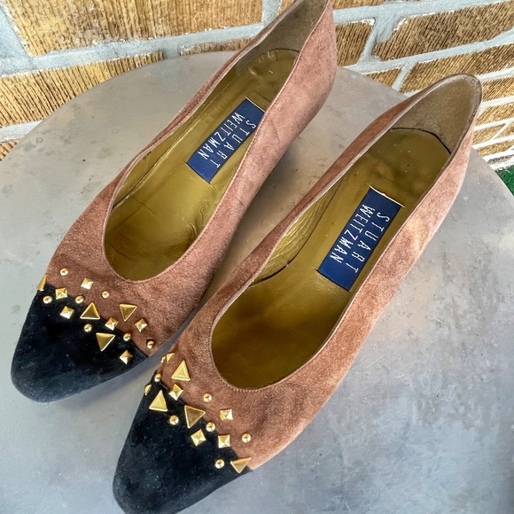 Stuart Weitzman Vintage Suede Pumps Kitten Heels Brown and Black size 7 - Picture 2 of 10